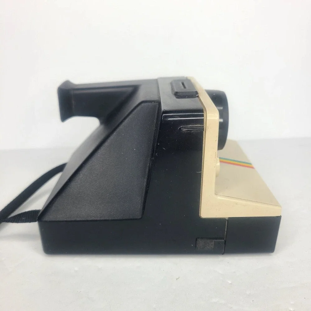 Polaroid White Rainbow Stripe‎ One Step Land Instant Camera